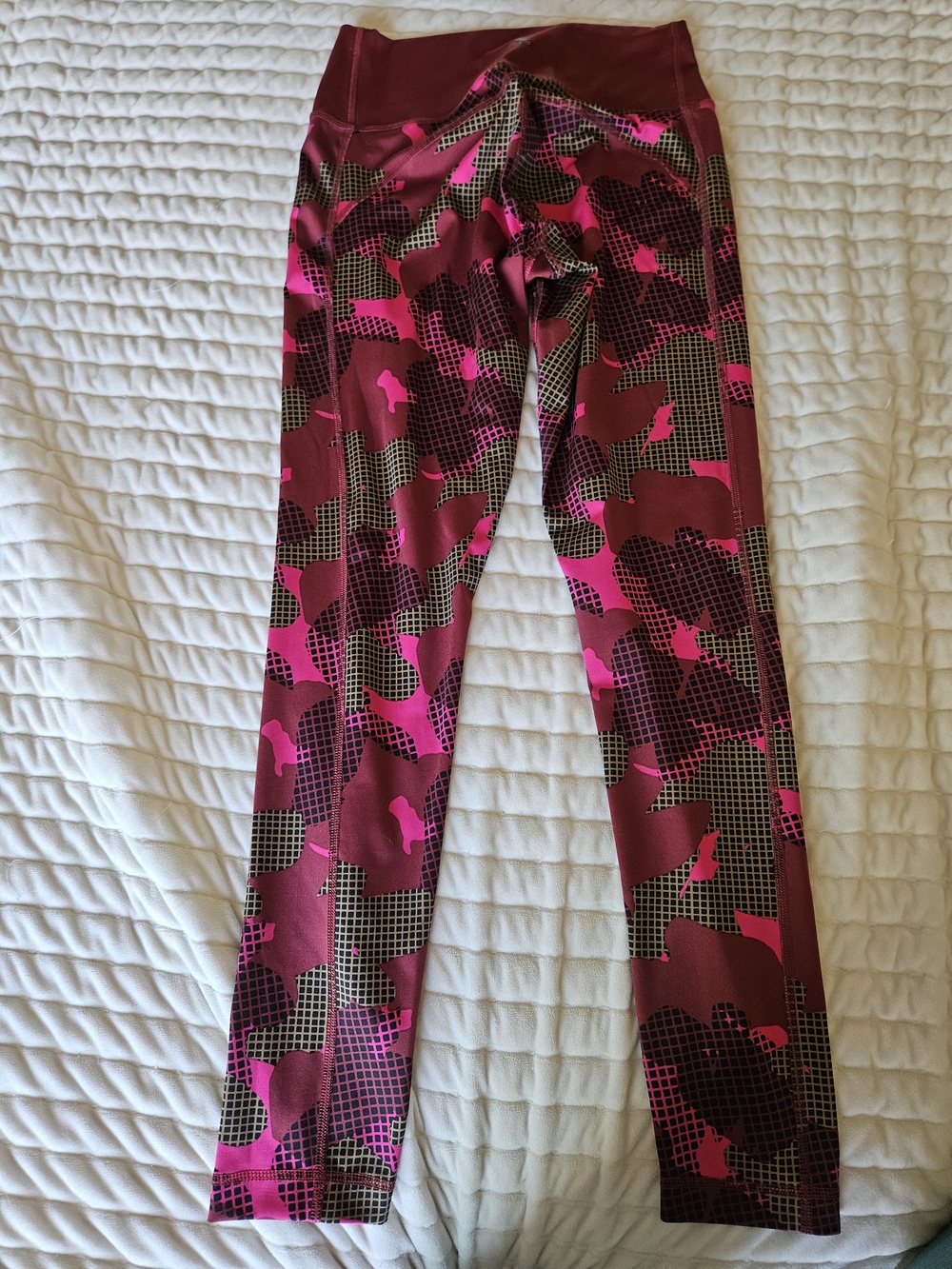 adidas Burgundy and Hot Pink Camo High-Rise Leggings